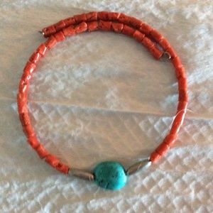!! HOST PICK !!  Turquoise and coral necklace, hand crafted